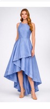 Adrianna Papell Mikado High Low Gown Blue Frost FF Dress NWT Size 0 $199MSRP