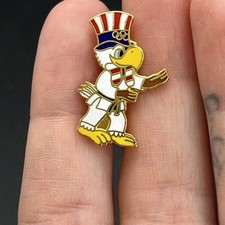 1984 Los Angeles Olympics Sam The Eagle Judo Event Lapel Hat Pin