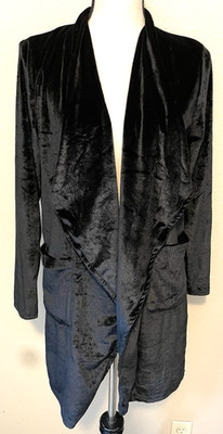 Futurino Long Sleeve Velvet Open Front Cardigan Jacket, NEW, Black, Size S