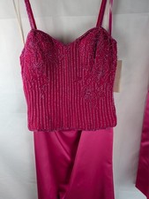 Coty USA Fuchsia Two Piece Medium Sized Gown With Lavender Beaded Bodice