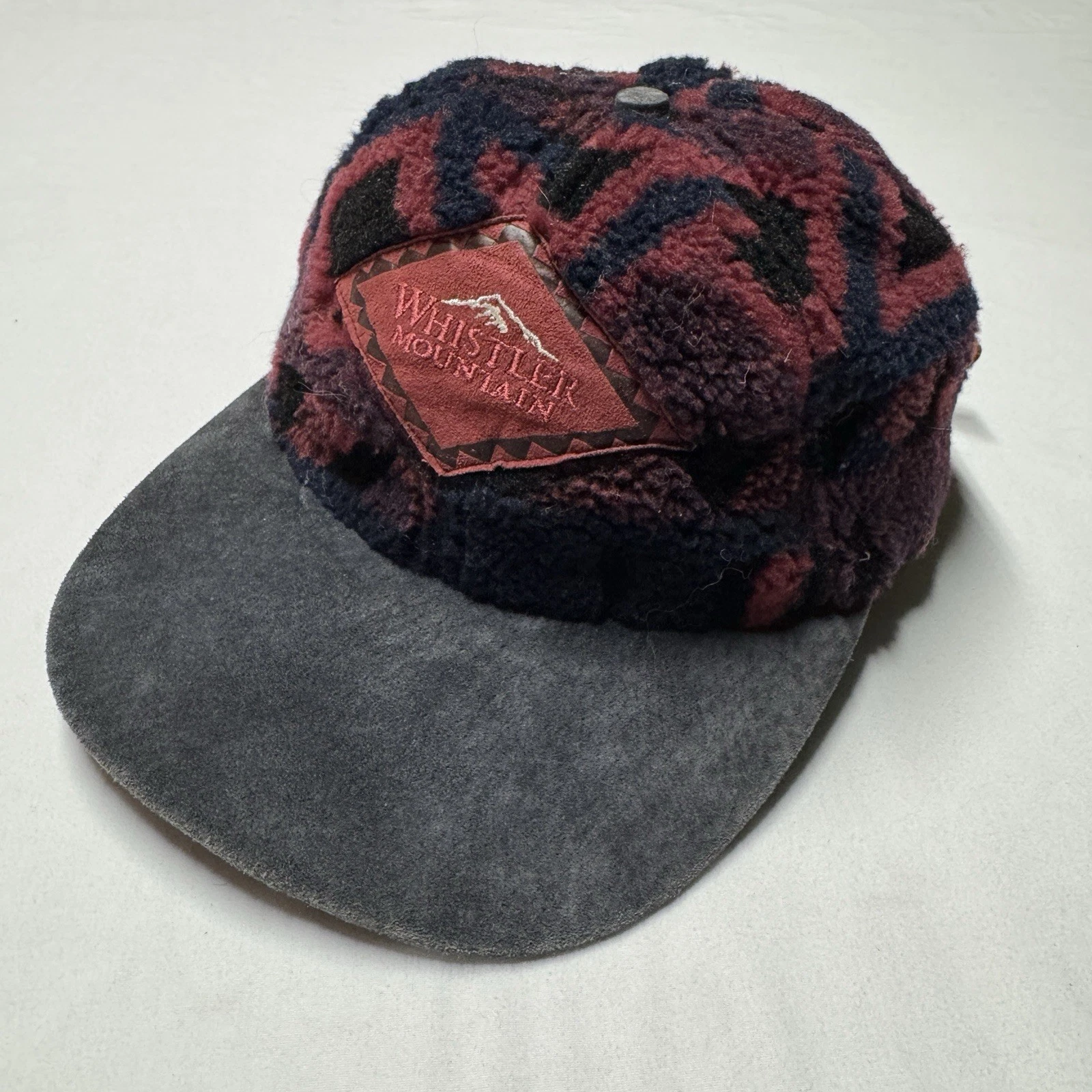 Vintage Verbier Whistler Mountain Fleece Suede Bill Ski Hat Strapback Apres