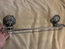 VTG Hollywood Regency Mid Century Towel Rack Towel Bar Silver Tone 18  Chrome