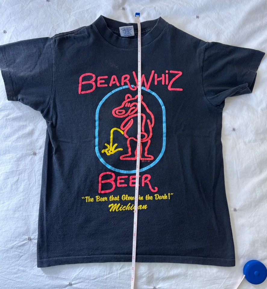Camiseta negra de colección Bear Whiz Beer 1988 talla S puntada única para mujer/junior difícil de encontrar Foto 3 de 4