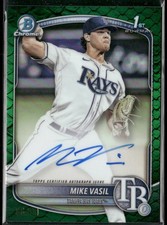 Mike Vasil 2025 1st Bowman Chrome Autograph Auto Green Reptilian Auto 55/99