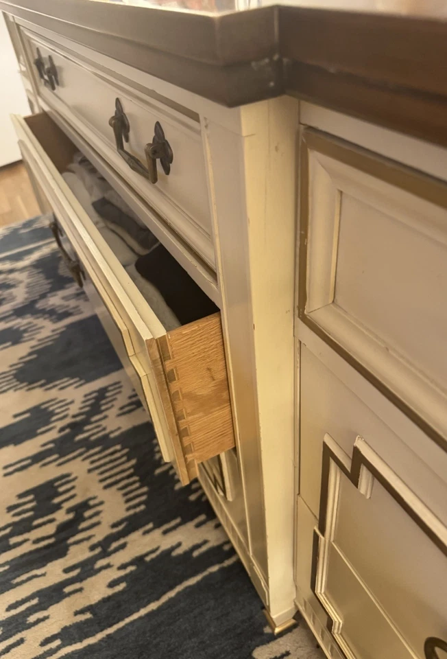 Vintage French Provin. Dresser W/ Wood Top; See Bedside Table In Other Listings - Image 3 of 4