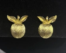 Sarah Coventry Apple or Cherry Clip-On Earrings Gold Tone Clip on  Signed