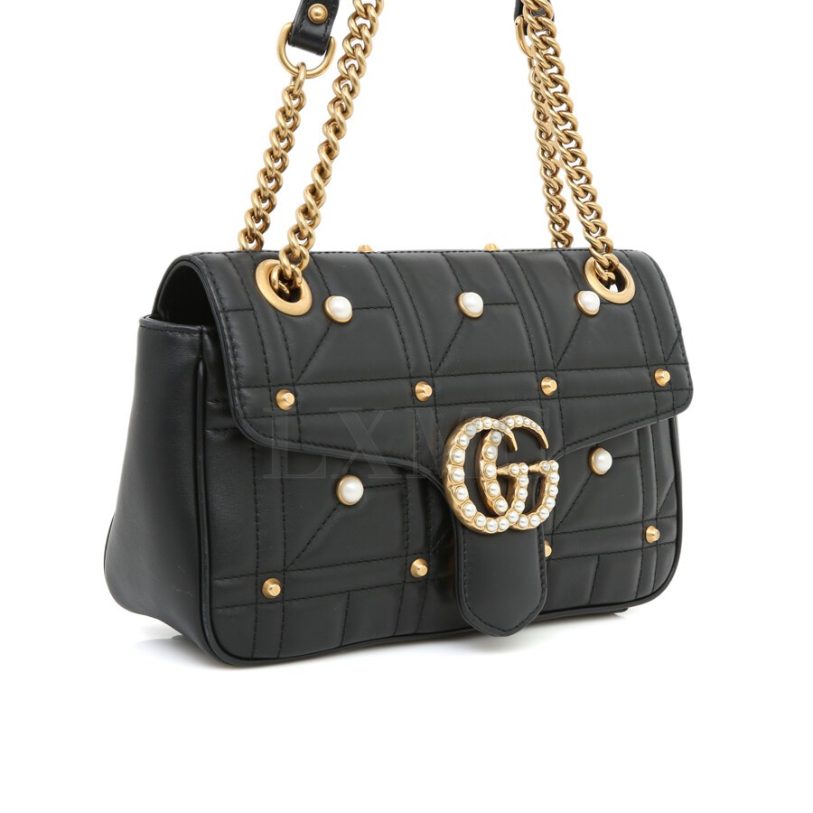 Gucci GG Marmont Matelassé Pearl Chain Shoulder Bag 443497