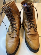 Workboot Men's Size 12 D Brown Leather by Justin 762 Western Made in USA