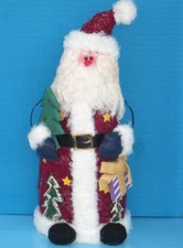 Vintage 12" Primitive Country Felt Santa Claus Christmas Decoration