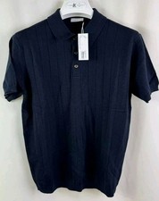 John Henric Men's 100% Merino Wool Polo Shirt Navy Blue Size S Short sleeve New