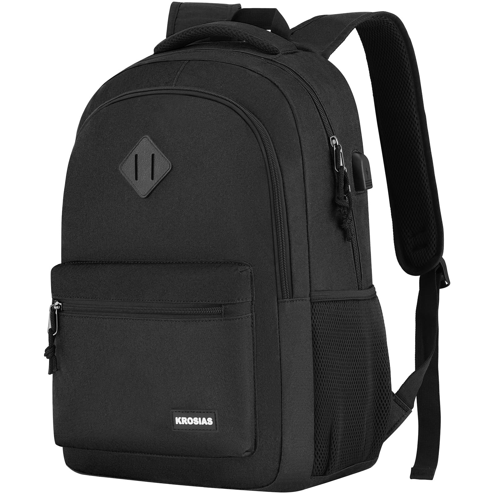 Black Laptop Backpack for Men Women Teens Boys Girls 17.3 Inch School Bag