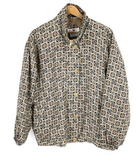 80s STUNT SPORTS XL 100% Silk Jacket Track Bomber Geometric Print Oversized