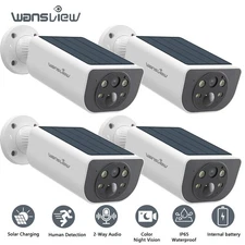 4PCS Wansview 2K Wireless Solar Security Camera System Outdoor Ai Detection WiFi