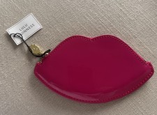 Lulu Guinness Lip Leather Coin Purse - Shocking Pink With Box and Tags