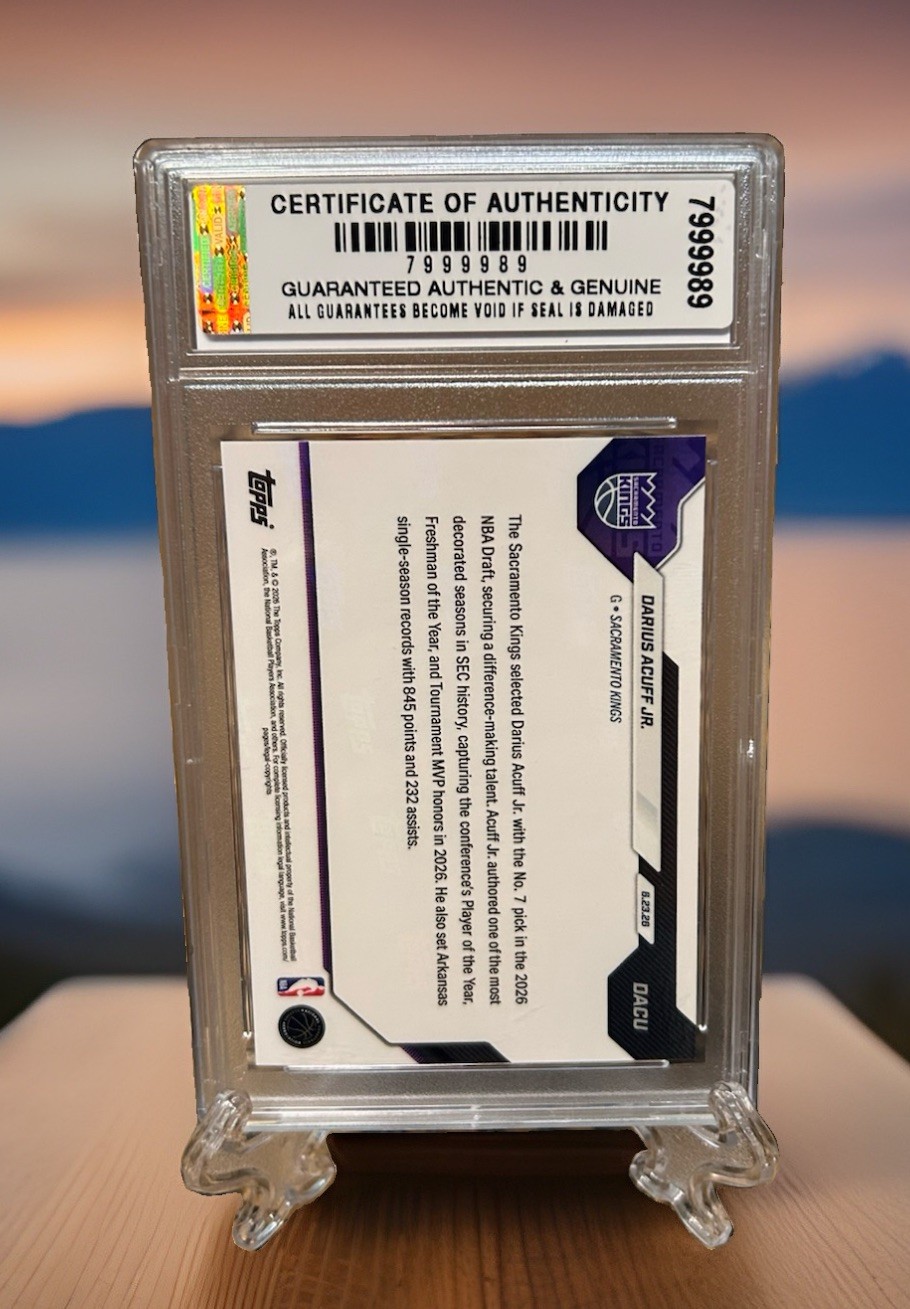 GRADED GEM-MT 10 Darius Acuff Jr. RC 2026 Topps Now Draft Night ROOKIE #DACU