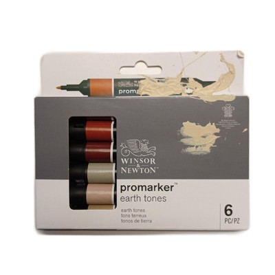 Winsor & Newton Promarker Twin Tip Graphic Marker 6er Set Schwarz