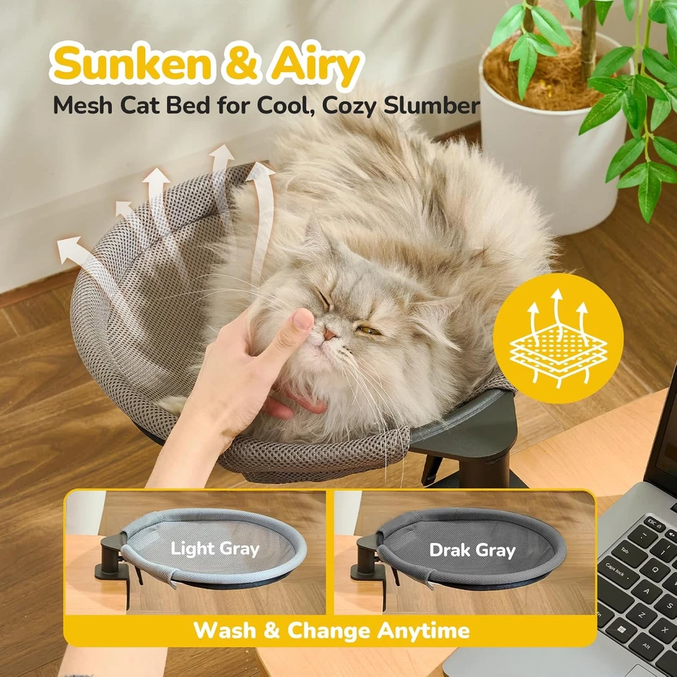 Lettino per Gatti Da Scrivania Rotazione a 360° Morbido Perfetto per Ufficio E L - Immagine 4 di 4