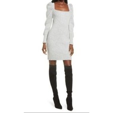 WAYF Leland Long Sleeve Tie Back Sheath Sweater Dress In Heather Grey Medium $98