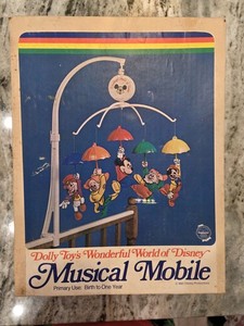 Vtg DOLLY TOY Musical Crib Mobile Wonderful World of Disney “Wish Upon A Star”