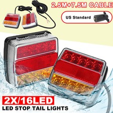 2x Square Tail Light Kit Waterproof Trailer 12v Stop Brake Rear Truck Lamp Boat