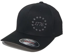 1776 Betsy Ross Embroidered 2XL XXL 7 3/8 - 8 FLEXFIT Black Cap Hat 6277