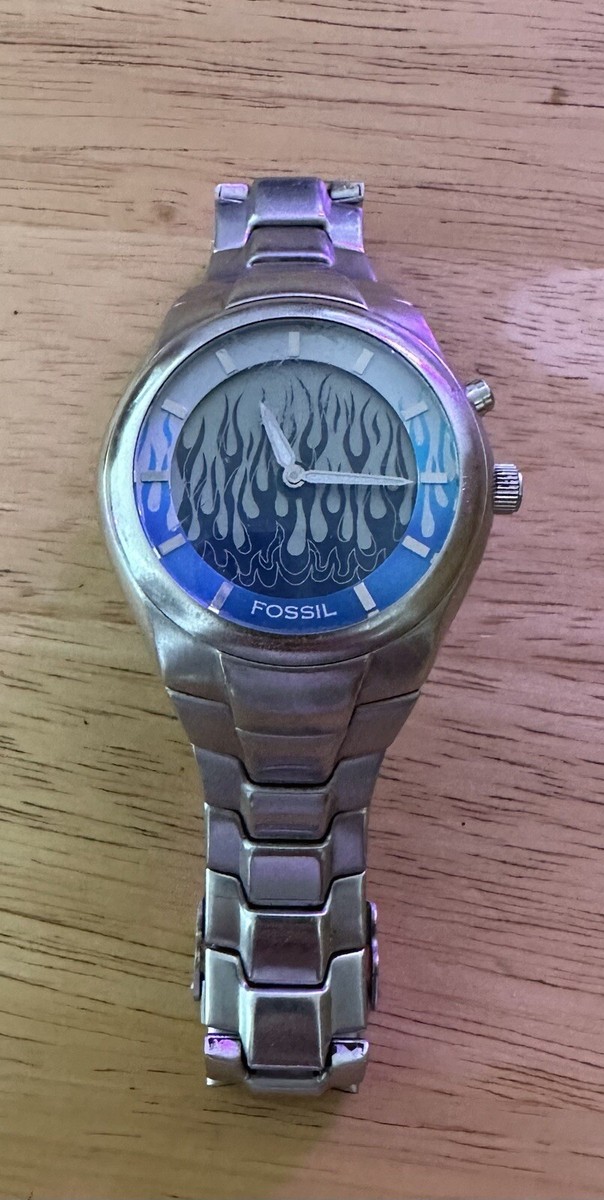 Fossil Big Tic JR-8222 Blue Flame Dial Big Tic Stainless Fossil Big Tic JR-8222 Blue Flame Dial Big Tic Stainless