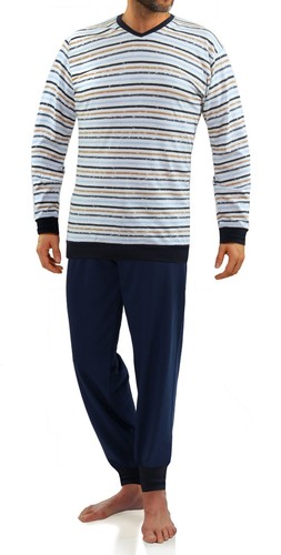Herren Schlafanzug Sesto Pyjama 100% Baumwolle Langarm + Pyjamahose Nachtanzug - Bild 24 von 93