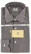 Luigi Borrelli Brown Striped Cotton Shirt - Extra Slim - TN