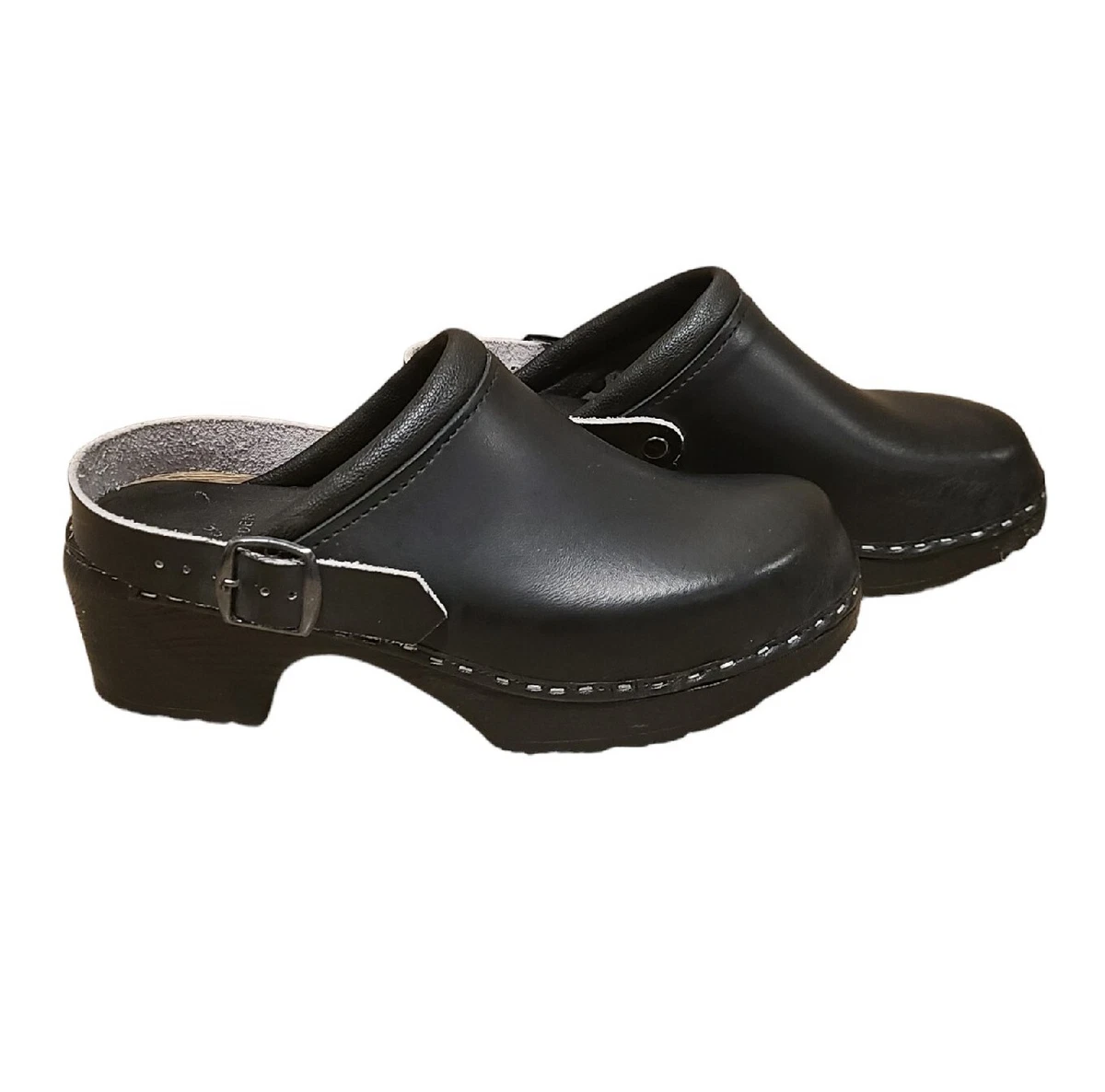 C C Sweden Womens Sweden Clogs Blue Leather Shoes Size EU 38 US