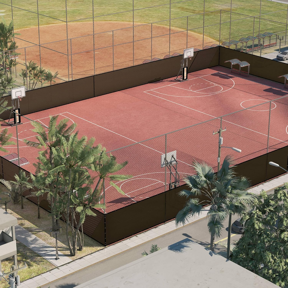 3' X 10' Brown Balcony Privacy Screen, Apartment Porch Railing Patio