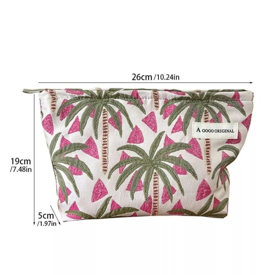 Coconut Tree Printed Pencil Case Simple Stationery Bag Portable Pen Bag