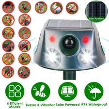 360° Animal Repeller Ultrasonic Solar Power Outdoor Pest Cat Mice Deer Sensor US