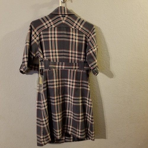 BB Dakota Womens New Gray Plaid Trenchcoat Elbow Sleeve Wool Blend Size Small - Picture 8 of 13