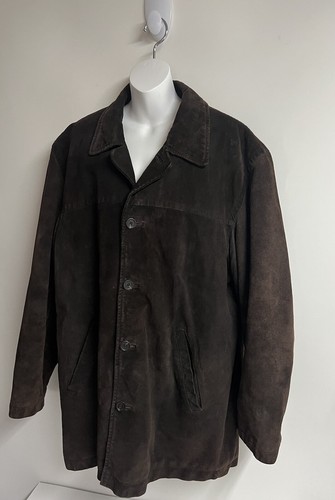 J.Crew Giacca pesante da uomo grande in pelle scamosciata marrone foderata in lana a cinque bottoni VTG - Foto 2 di 14