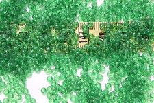 8/0 Old Time Vintage French Apple Green Transparent Glass Seed Beads /1oz