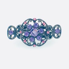 Vintage Hair Claw Clip Jaw Hairpin use Swarovski Crystal Elegant Purple Violet