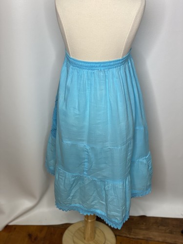 Tiki Palm Girls Blue Lace Sequin Modest Skirt Sz Lg 10/12 crochet Trim - Picture 2 of 3