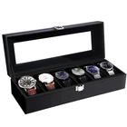 6 Slot PU Leather Watch Box Organizer Display Storage Case Gift for Men Watch