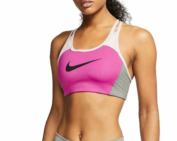 NIKE WOMEN'S SWOOSH LOGO COLOUR-BLOCK SPORTS BRA DB4648 623 Size M