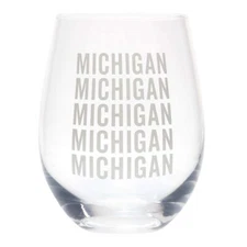About Face Designs Michigan Wine Glass