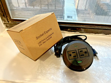 3in Desk Power Grommet USB C Desktop Power Strip 2 Outlets 2 USB