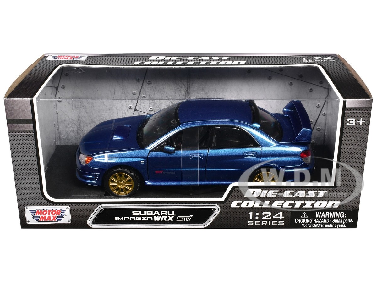 SUBARU IMPREZA WRX STI BLUE 1/24 DIECAST MODEL CAR BY MOTORMAX