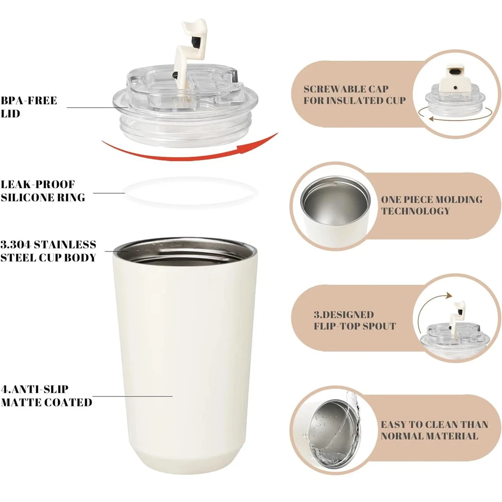 Tumbler Thermos Cup Milky White Coffee Mug Car Insulated Water Bottle Travel SS Tumbler Thermos Cup Milky White Coffee Mug Car Insulated Water Bottle Travel SS