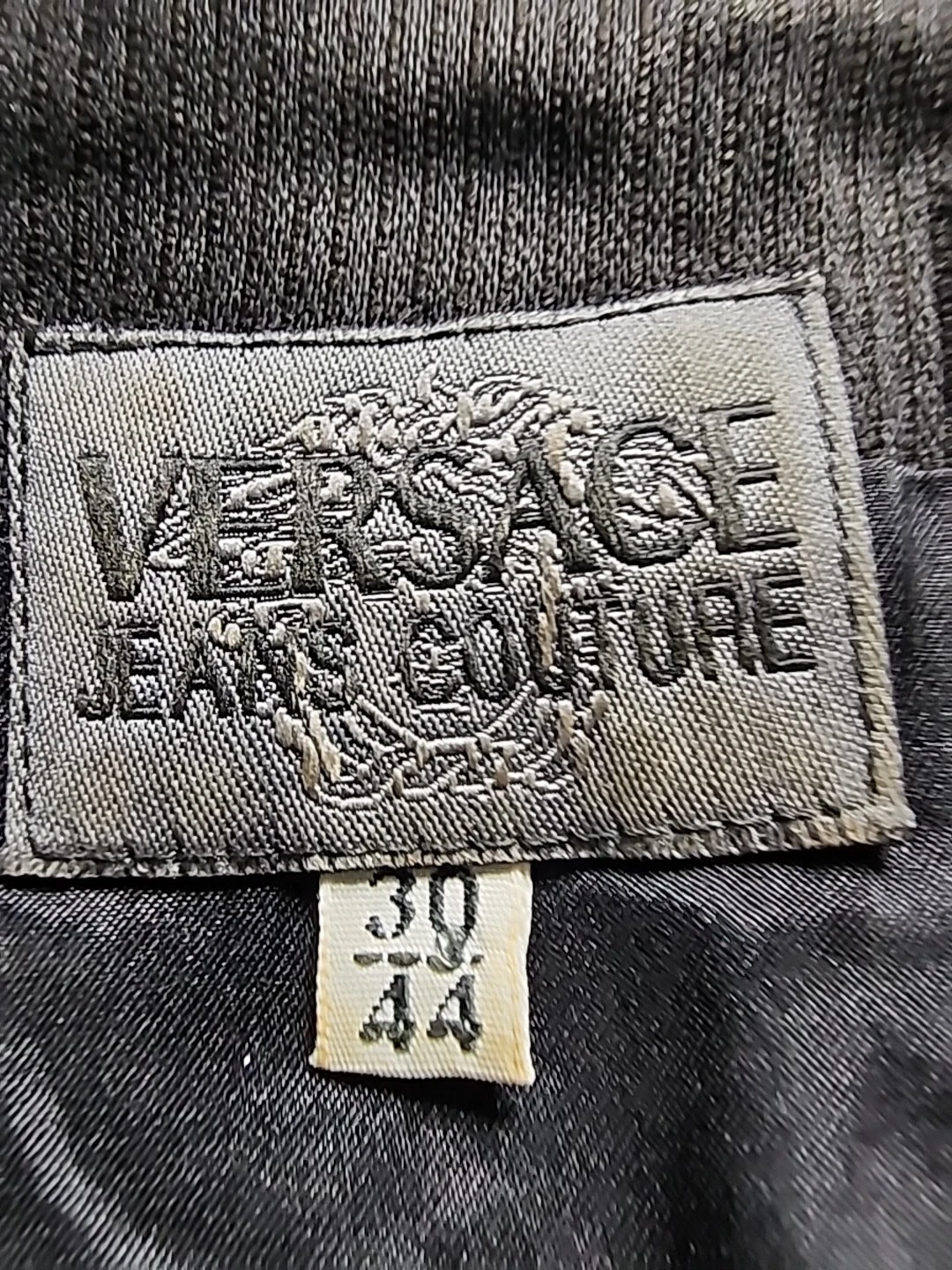 Abito Versace Jeans Couture nero foderato gesso taglia 30 40 (nuovo autentico)