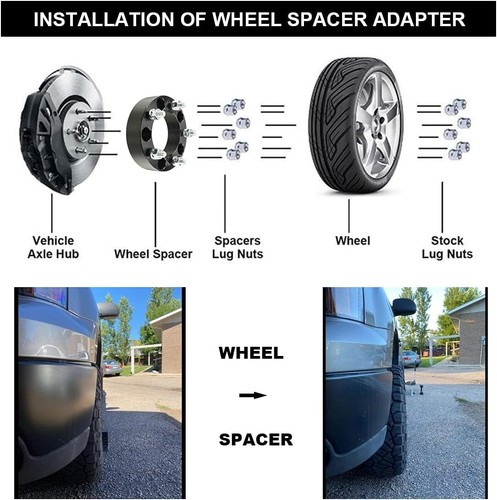 2pc 5x5.5 to 5x4.5 Wheel Adapters 1 Inch 1/2" Studs for old Ford to 5x114.3 Rims - Picture 3 of 7