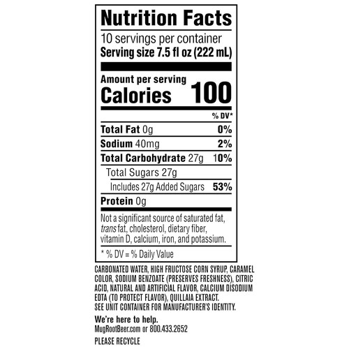 Mug Root Beer Soda, 7.5 Ounce Mini Cans, 10 Pack ... - Picture 2 of 3