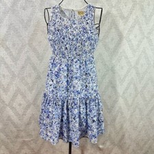 Princess Vera Wang blue floral smocked mini dress size XS