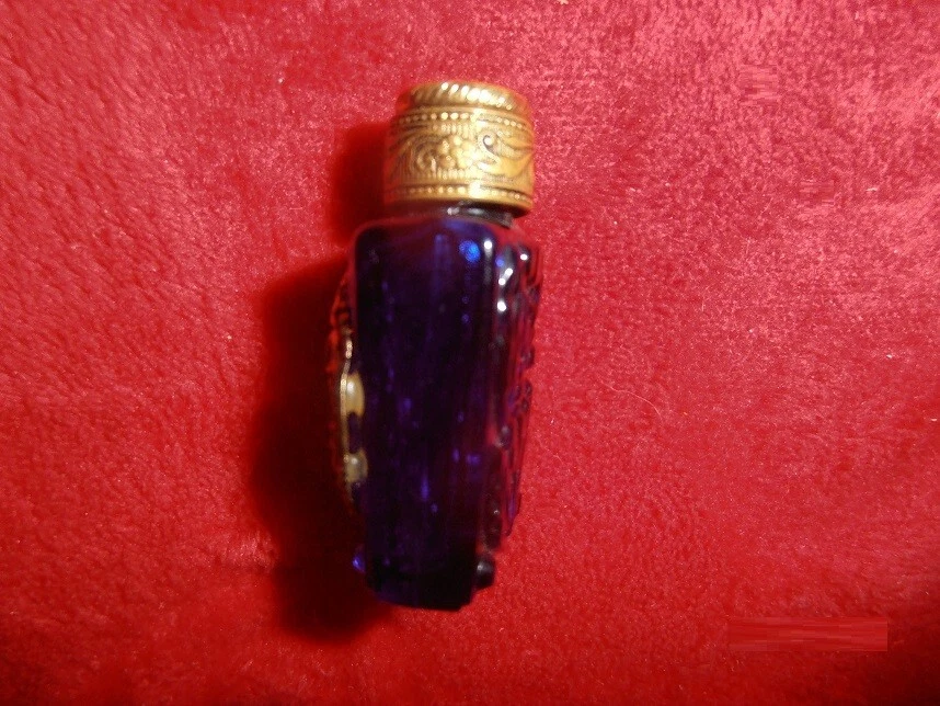 Vintage - Ancien flacon ( petite bouteille miniature ) de parfum verre décoré - Photo 4/4