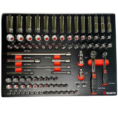 Würth Zebra Steckschlüsselsatz 91tlg 1/4+3/8 Werkstatt Schaumeinlage 0965905903