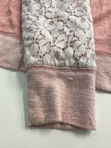 Philosophy Womens Pink Sweatshirt with lace sleeves Large preowned (some pilling - Picture 2 of 12